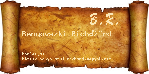 Benyovszki Richárd névjegykártya