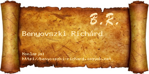 Benyovszki Richárd névjegykártya